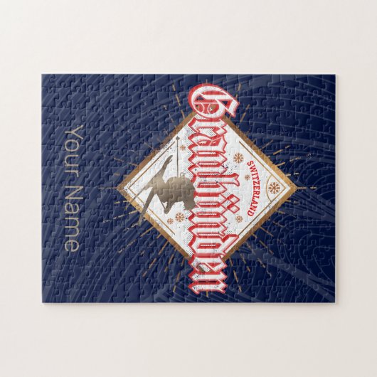 グラウブンデンスイスレトロスキーヤーヴィンテージ ジグソーパズル (横)