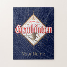 グラウブンデンスイスレトロスキーヤーヴィンテージ ジグソーパズル