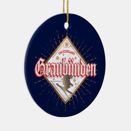 グラウブンデンスイスレトロスキーヤーヴィンテージ セラミックオーナメント (右)