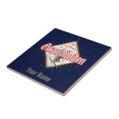 グラウブンデンスイスレトロスキーヤーヴィンテージ タイル (側面)