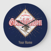 グラウブンデンスイスレトロスキーヤーヴィンテージ ラージ壁時計 (正面)