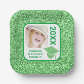 グラウムグリーンキャップエレガントフォトクールパーティー ペーパープレート (正面)