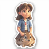 グラウンドホッグが大好きな女の子 シール (正面)