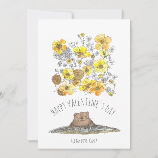 グラウンドホッグとバターカップのバレンタインデー シーズンカード (正面)