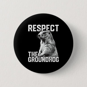 グラウンドホッグに敬意を Funny Groundhog Day アニマルL 缶バッジ