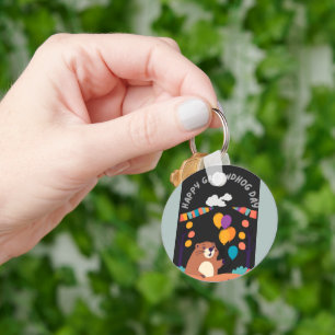 グラウンドホッグの日のお祝い:影か輝き? キーホルダー