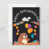 グラウンドホッグの日のお祝い：影か輝き？ シーズンポストカード (正面/裏面)