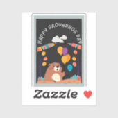 グラウンドホッグの日のお祝い：影か輝き？ シール (シート)