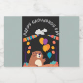 グラウンドホッグの日のお祝い:影か輝き? スパークリングワインラベル (シングルラベル)