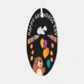 グラウンドホッグの日のお祝い：影か輝き？ メタルオーナメント (正面左)