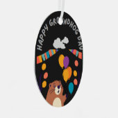 グラウンドホッグの日のお祝い：影か輝き？ メタルオーナメント (正面右)