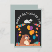 グラウンドホッグの日のお祝い：影か輝き？ 出欠カード (正面/裏面)