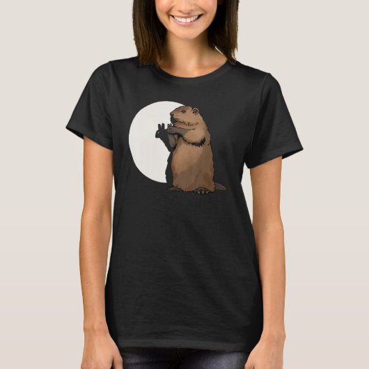 グラウンドホッグの日の影の操りおもしろい人形 Tシャツ (正面)