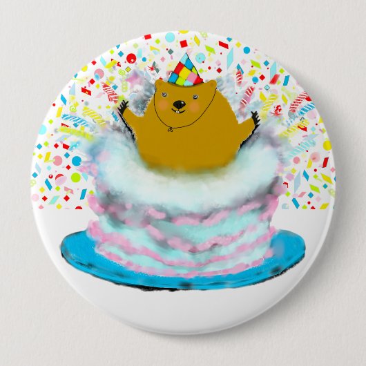 グラウンドホッグの日の誕生日 缶バッジ (正面)