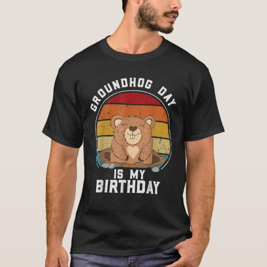 グラウンドホッグの日は私の誕生日2月2日ヴィンテージ Tシャツ (正面)
