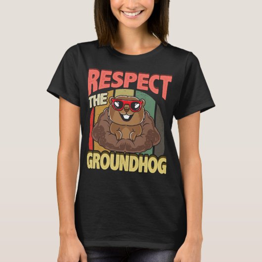 グラウンドホッグの日をおもしろい可愛く尊敬 Tシャツ (正面)