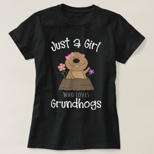 グラウンドホッグの日グラウンドホッグのGifを愛する女の子 Tシャツ (デザイン正面)