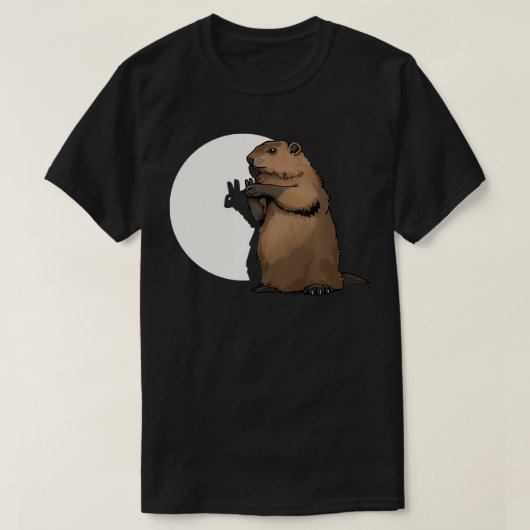 グラウンドホッグの日影の人形おもしろいプレゼント Tシャツ (デザイン正面)