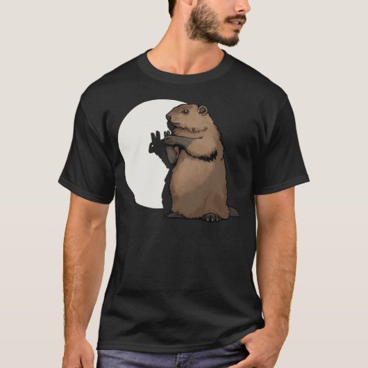 グラウンドホッグの日影の人形おもしろいプレゼント Tシャツ (正面)