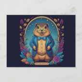 グラウンドホッグの日Aお祝い春 ポストカード (正面)