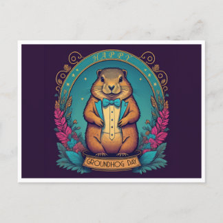 グラウンドホッグの日Aお祝い春 ポストカード