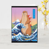 グラウンドホッグジラ Funny Japanese Great Wave Anime Gro カード (黄色い花)
