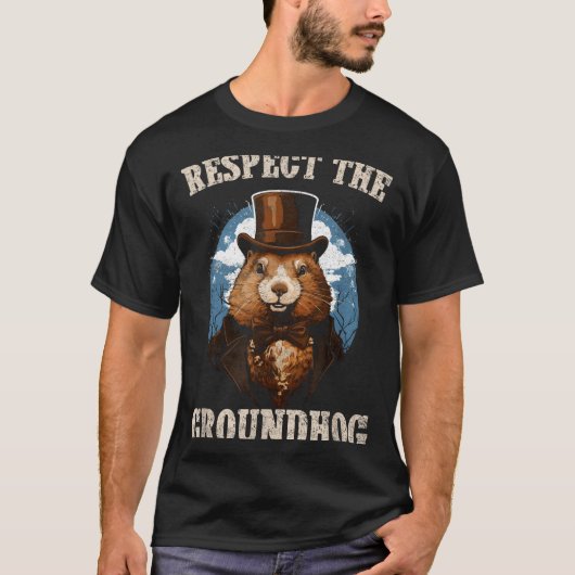 グラウンドホッグデイを尊重する 面白いグラウンドホッグデイ Tシャツ (正面)