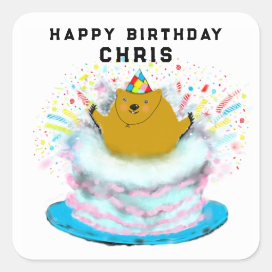 グラウンドホッグデーのお誕生日 スクエアシール (正面)