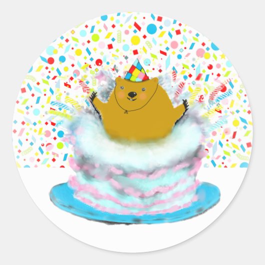 グラウンドホッグデーのお誕生日 ラウンドシール (正面)