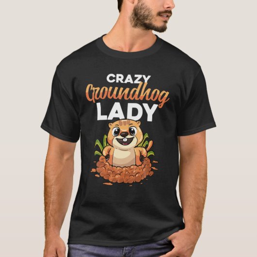 グラウンドホッグデーのクレイジーレディプレゼント 予測 影 Tシャツ (正面)