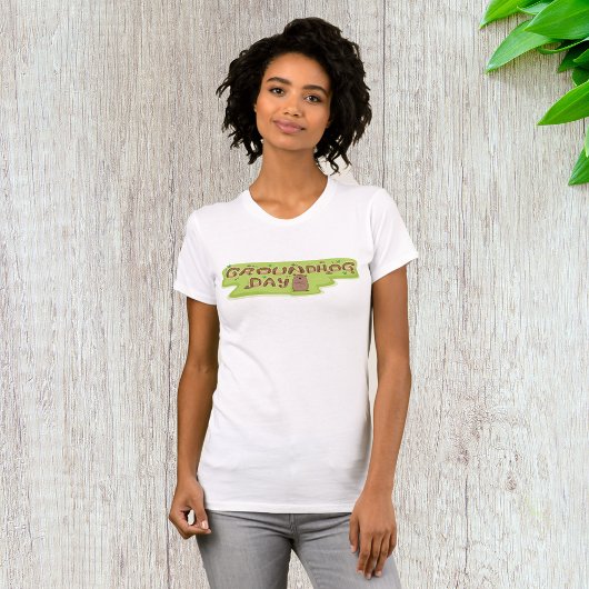 グラウンドホッグデーの木製レタリング Tシャツ