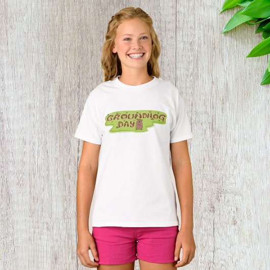 グラウンドホッグデーの木製レタリング Tシャツ