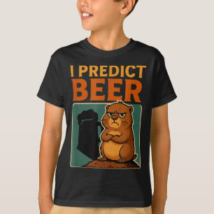 グラウンドホッグデー ビールを予測する 不機嫌なグラウンドホッグ ユーモア Tシャツ