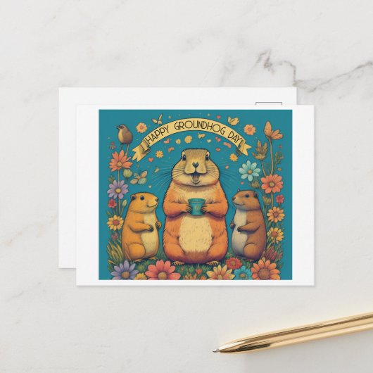 グラウンドホッグデー 春の祝祭 ポストカード (正面/裏面インサイチュ)