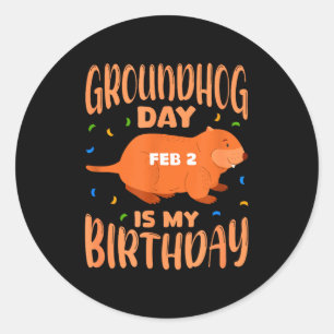 グラウンドホッグデー 私の誕生日 2月2日 誕生日パーティー ラウンドシール