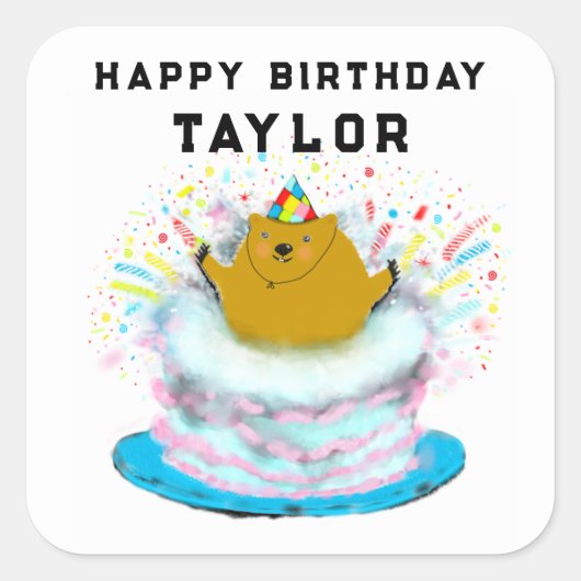 グラウンドホッグデー 誕生日 スクエアステッカー スクエアシール (正面)