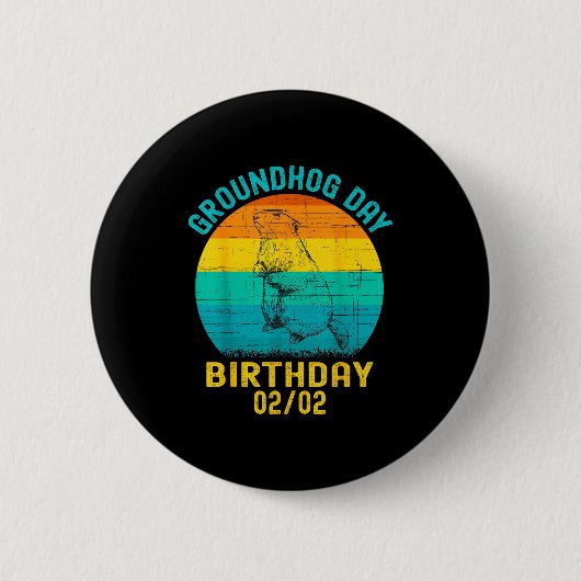 グラウンドホッグデー 誕生日 2月2日 楽しい誕生日 缶バッジ (正面)