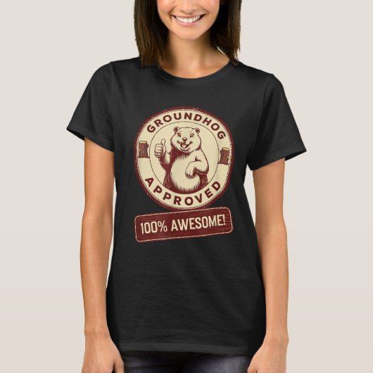 グラウンドホッグ公認100%最高にかわいいレトロデザイン Tシャツ (正面)