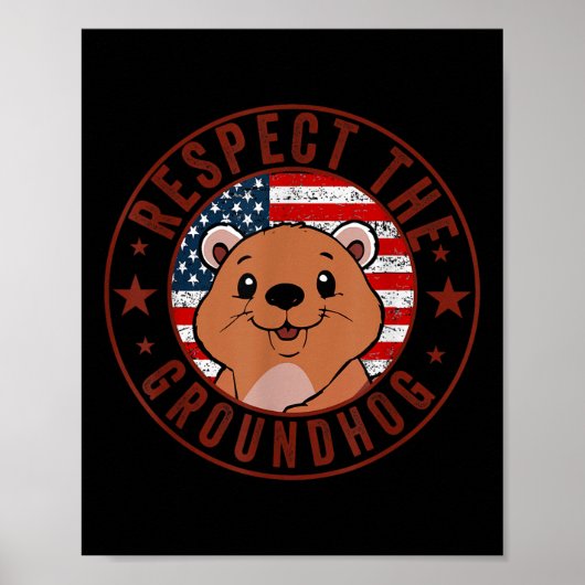 グラウンドホッグ国旗を尊重Usa Woodchuck Ground Ho ポスター (正面)