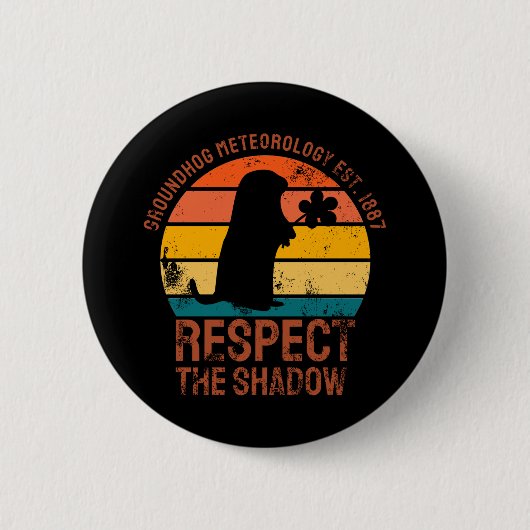 グラウンドホッグ気象予報。1887 缶バッジ (正面)