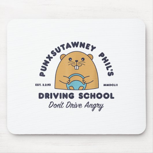グラウンドホッグ自動車学校 楽しい メンズ レディース レトロ ロッド マウスパッド (正面)