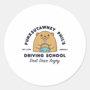 グラウンドホッグ自動車学校 楽しい メンズ レディース レトロ ロッド ラウンドシール