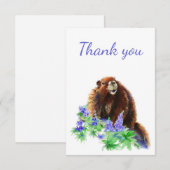 グラウンドホッグ、マーモト、中の動物に感謝空白の サンキューカード (正面/裏面)
