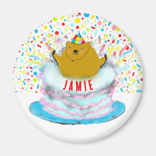 グラウンパーソナライズされたドホッグデイ誕生日 マグネット (正面)