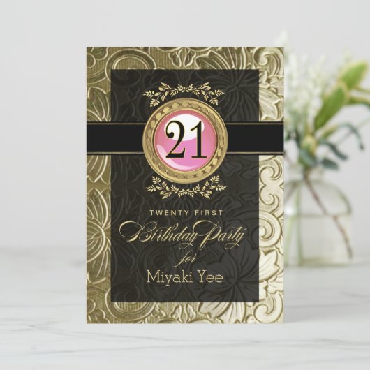 グラエレガントマーエンボス21歳誕生日 招待状 (スタンド正面)