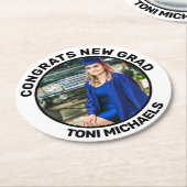 グラカスタムパーソナライズされたッドおめでとうズ卒業会 ラウンドペーパーコースター (アングル)