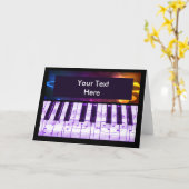 グラカラフルンドピアノ鍵盤と音楽ノート カード (黄色い花)