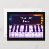 グラカラフルンドピアノ鍵盤と音楽ノート ポストカード (正面/裏面)