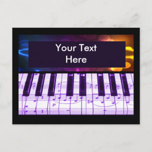 グラカラフルンドピアノ鍵盤と音楽ノート ポストカード