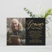 グラシアエレガントス金ゴールド&ブラックフォトスペインの葬儀 サンキューカード (スタンド正面)
